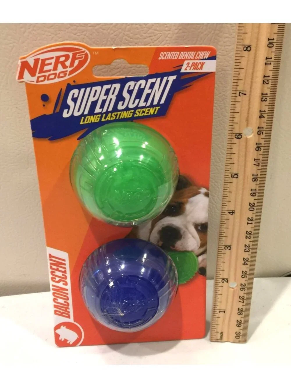 NERF DOG Super Scent Bacon Scented Dental Ball Chews Set of 2